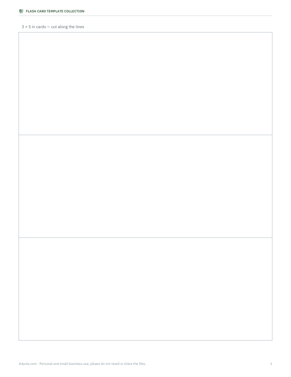 Preview of Printable Flash Card Templates